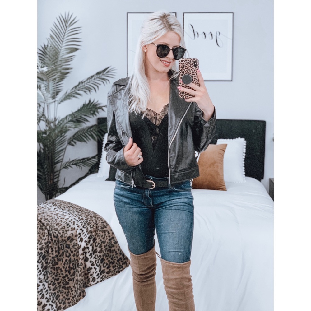 Black vegan leather moto jacket 807824 - Picture 1 of 7